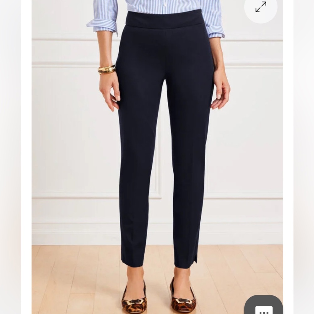 TALBOTS CHATHAM COTTON BI-STRETCH SLIM ANKLE PANTS - SOLID in Indigo Blue